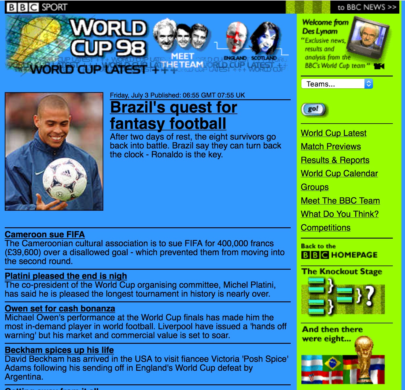 BBC.co.uk World Cup site (1998)